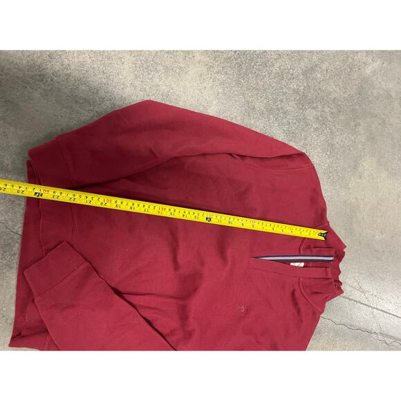 Brooks‎ Brothers Contrast Placket 1/4 Zip Cotton Pique Knit in Red Size L - Picture 2 of 4